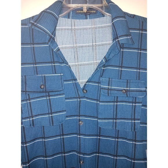 Adrienne Vittadini Womens Long Sleeve Button Down Soft Top Blue & Black Plaid M - Picture 2 of 4